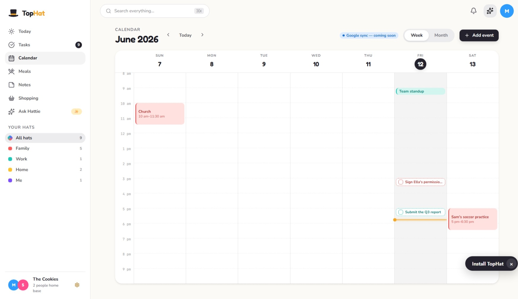 Calendar view