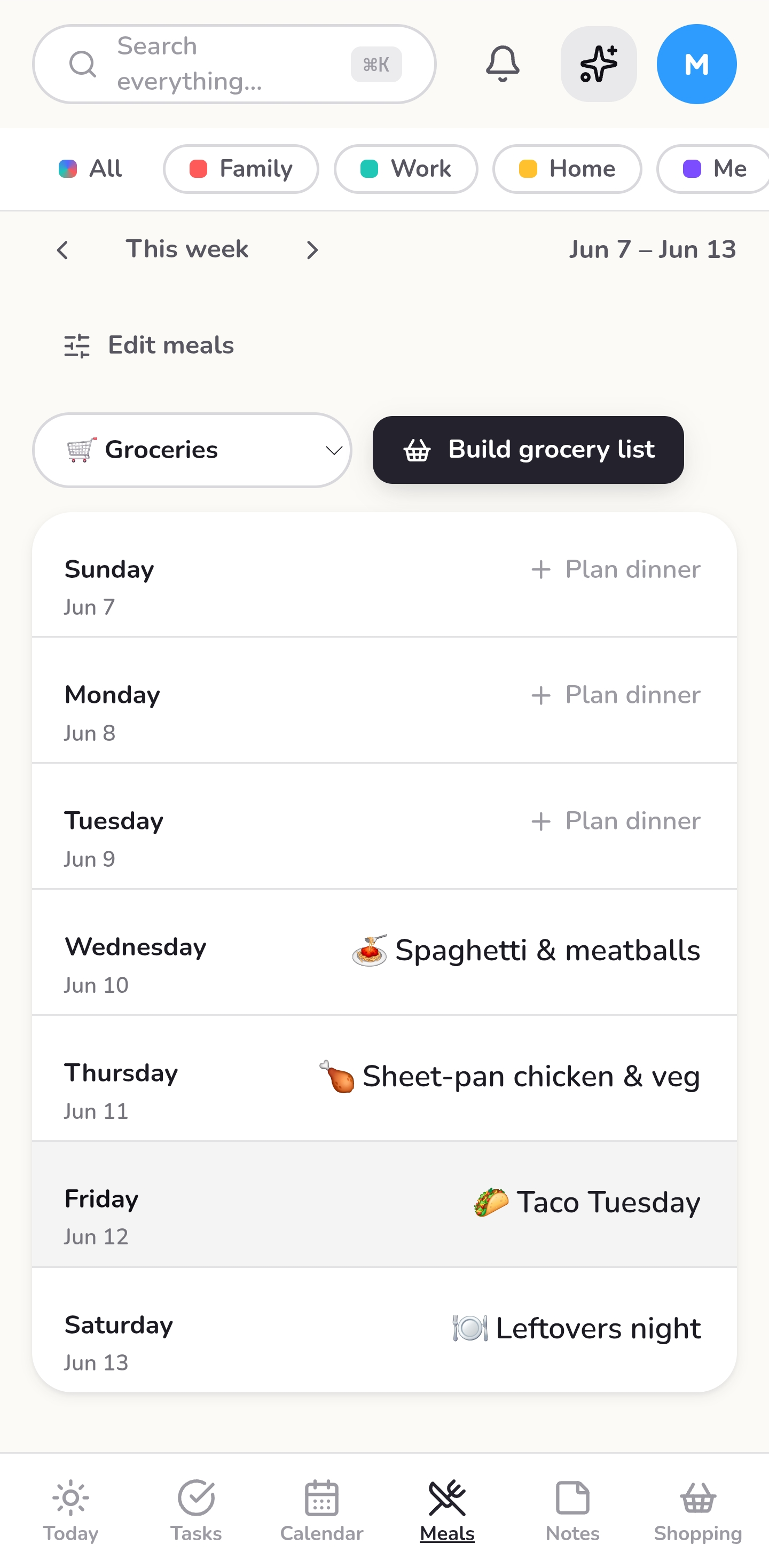 TopHat meal plan on mobile